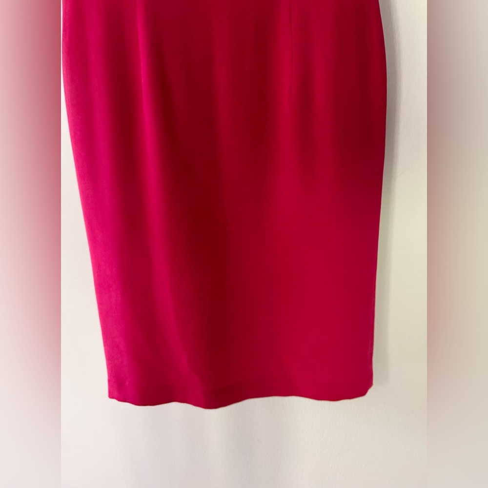 VINTAGE SHOMI Red Silk Short Sleeve Sheath Dress Classic Minimal Capsule | Sz 8 - Picture 4 of 10